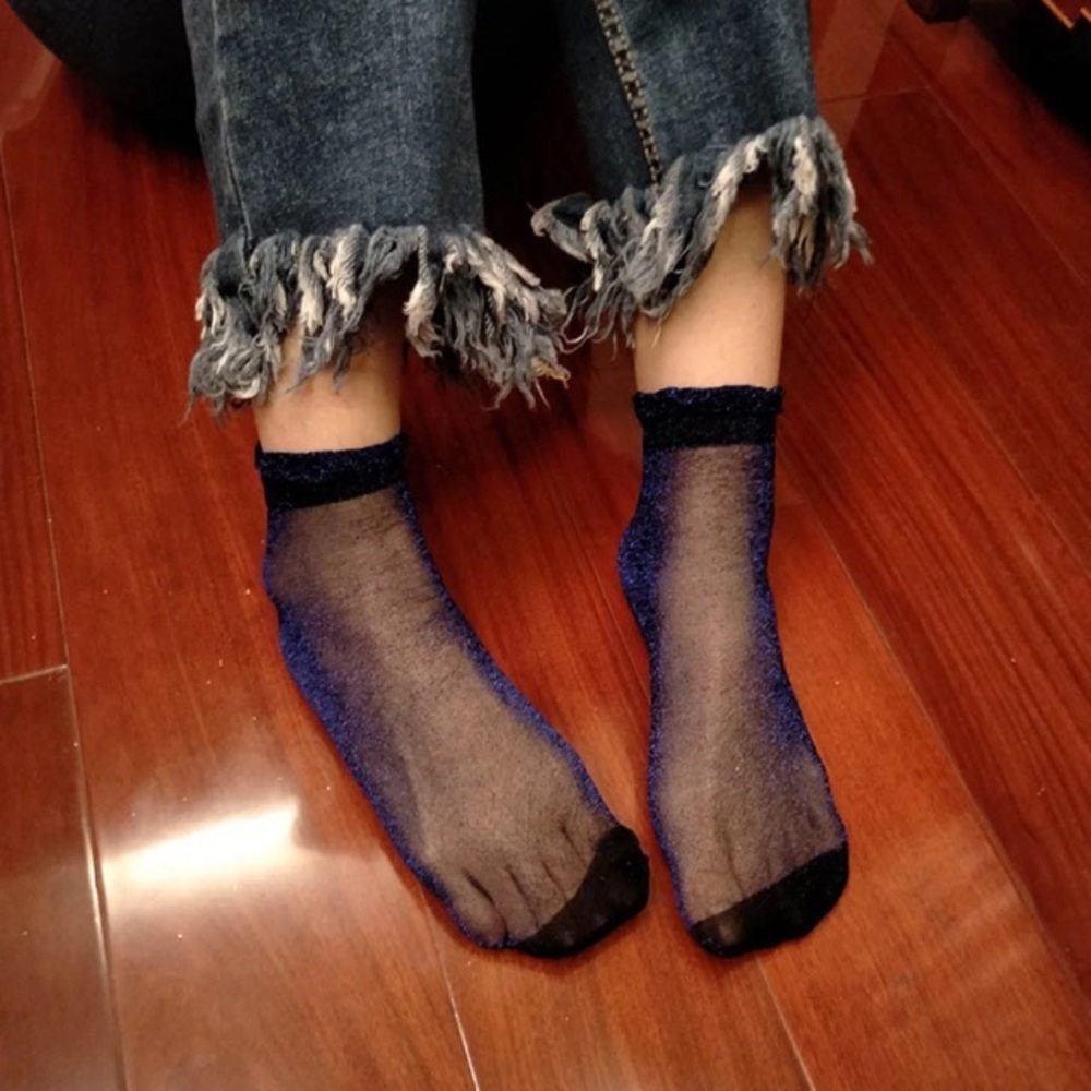 ($3 if bundled with full price item)) Blue Glitter Socks